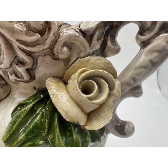 Vintage Signed Bassano Made in Italy Vase Yellow Roses 3D 3.5" tall - Picture 10 of 16